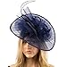 Big Kentucky Derby Feather Floral Organza Headband Fascinator Cocktail Hat Navy