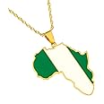 Africa Necklace - Nigeria Map Pendant in Gold Color - African Gift