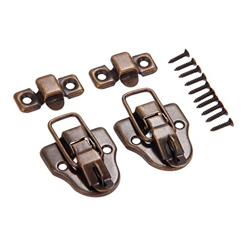 Dophee 2Pcs 2.32"x1.57" Antique Bronze Retro Style Iron Toggle Fit Case Box Chest Trunk Latch Hasps