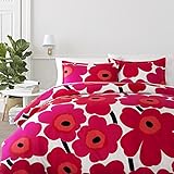 Marimekko 221455 Unikko Duvet Cover Set Red, Full/Queen