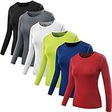 Neleus Women's 3 Pack Dry Fit Athletic Compression Long Sleeve T Shirt
