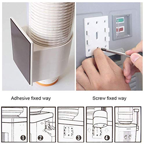 Samhe Cup Dispenser Large Pull Type,Paste or Screw Plate Mountable,Fits 7oz to 12oz Cone or Flat Bottom Cup,17"Tube,Mounting Water Dispenser Cooler or Wall,Attractive at Home Office (Large,White)