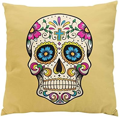 Gygarden Plush Day of the Dead Sugar Skull Hidden Zipper Home Sofa Decorative Throw Pillow Cover Cushion Case Square 16X16 Inch Two Sides Design Printed Pillowcase