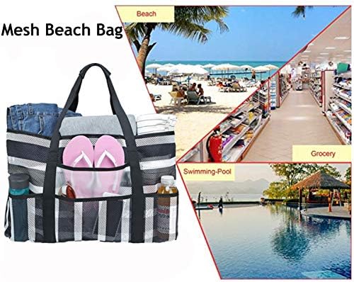 BLUBOON Mesh Beach Bag Toy Tote Bag Family Pool Oversized 22 inches Shopping Bag Waterproof Cell Phone Pocket Sandproof Bottom 9 BLUBOON Mesh Beach Bag Toy Tote Bag Family Pool Oversized 22 inches Shopping Bag Waterproof Cell Phone Pocket Sandproof Bottom