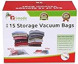 Primode Space Saver Vacuum Storage Bags, 15 Count Value Pack – Saves Space & Protects Clothing Easy-to-Use (Set Of 15)
