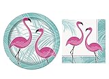 Pink Flamingo Party Place Setting for 16 Plate & Napkins