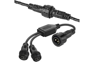 Splitter Connector for Christmas Lights, IP65 Waterproof 1 to 2 Y-Shaped Two Pin Extension Cable Connectors for 16mm Caliber 