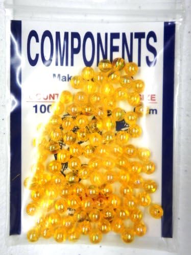 6MM Beads - Golden Pearl Aurora Borealis Style - 100 Pack - Great for Making Lures or Jewelry - #6MMABGOPE - Hard Plastic