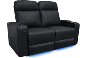 VALENCIA THEATER SEATING Valencia Piacenza 2025 Power Headrest Home Theater Seat - Premium Italian Leather Recliner with Cooling Gel Memory Foam, Motorized Headrest, USB Charging & LED Lights (Row of 2 Loveseat)