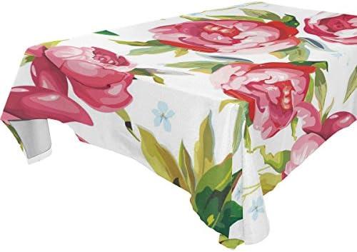 CCBHGY Pink Peony Floral Easy Clean Rectangular Polyester Tablecloth 60x108(in)