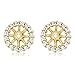 Gem Stone King 18K Yellow Gold Plated Silver White Zirconia Stud Earrings with Jackets For Women (0.44 Cttw, Gemstone Birthstone, Round 1.3MM)