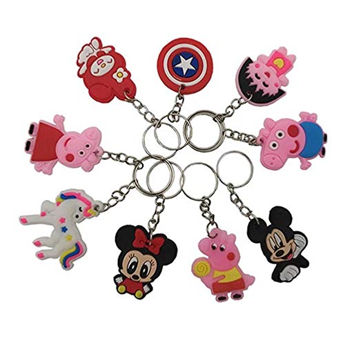 40 Pack Keychains Set for Girl & Boy, Rainbow Unicorn+Pig Pecs+Mickey+Captain America,10 Kinds of Key Rings Clip for Backpack Decor, Bag Stuffed