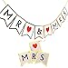 Wedding Decorations, Vintage Mr And Mrs Banner, Just Married Bunting Style Photo Booth Props, Rustic Bridal Shower Anniversary Party Supplies Mr. & Mrs. Bride Garland Table Centerpiece Flags Signs