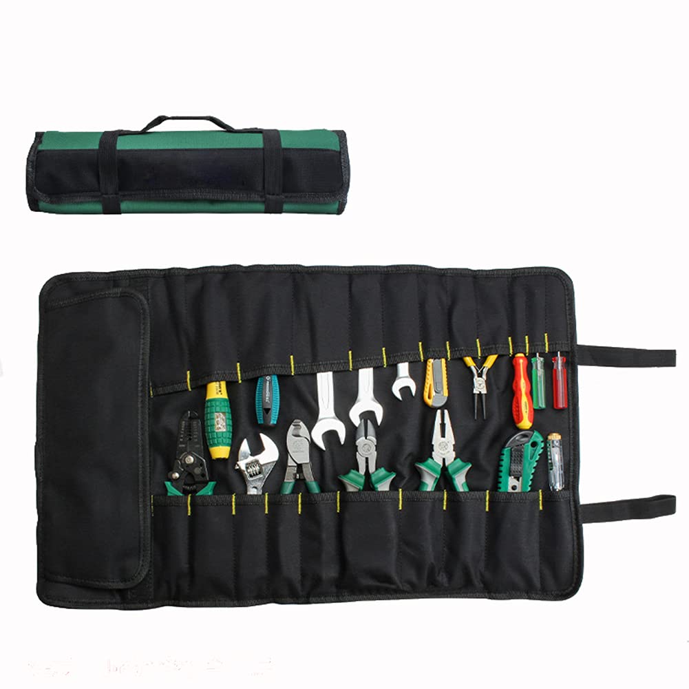 Lichi Portable Tool Bag, 38-Pocket Tool Roll Organiser - Green
