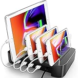 USB Charging Station for Multiple Devices - Mutli Device Charging Station for Apple Products, iPhone, iPad, Tablet, Airpods, Samsung - Fast Cell Phone Charging Station Organizer