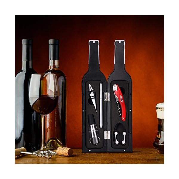 Wine Accessories Gift Set - 5 Pcs Deluxe Wine Opener Bottle Corkscrew Kit, Great Gift for Wine Lover, Gadgets for Men…
