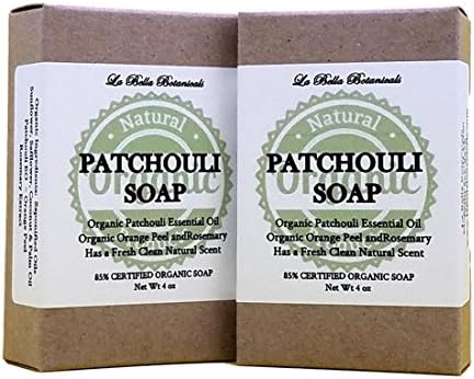 Patchouli Soap, Organic Soap, 2 Pack, Outdoor Soap, Patchouli Essential Oil, Orange Peel - Rosemary Extract - Coconut Oil - Palm Oil - Made in USA by Certified Organic Artisans