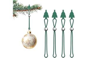 Goldfishwa Ornament Hooks for Hanging Christmas Decorations, Adjustable Non-Slip Secure Hangers with Easy Clip Design, Sturdy and Reusable for Christmas Tree Ornaments & Xmas Tree Decor 24 Pcs, Green