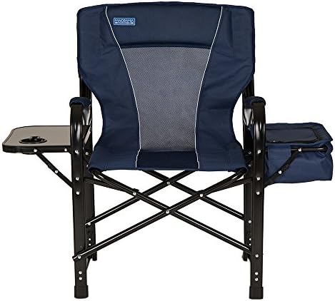 Panoramia Foldable Metal Director Chair with Deluxe Armrest and Storage Bag, Dark Navy Blue