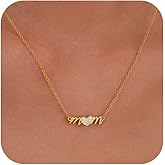 KIFUTENG 925 Sterling Silver Mom Necklace for Women Dainty 14K Gold Plated Heart Cubic Zirconia Pendant Necklace MaMa Choker Necklace Jewelry Birthday Mothers Day Gift