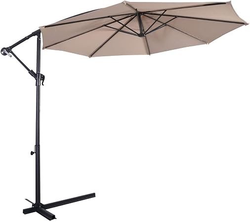 Amazon Com Lhone 10 Patio Outdoor Sunshade Hanging Umbrella Rectangular Offset Cantilever Umbrella With Cross Base Beige Garden Outdoor