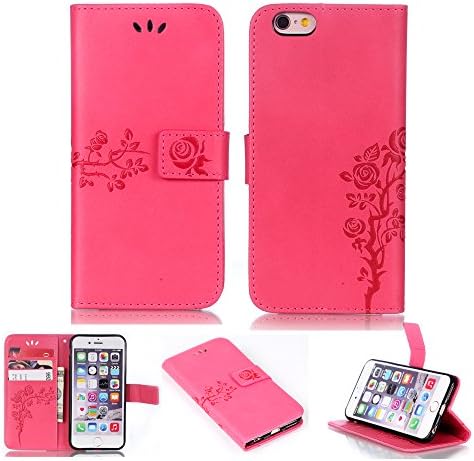 Iphone 6s Wallet Case,Rejazz [RoseRed] Two-Sided Rose Pattern Flip Fold Holster Handbag Wallet PU Leather Magnetic Folio Cover Cases with Credit Card ID Holders for Apple Iphone 6/6s 4.7"