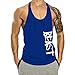 InleaderAesthetic Men's Gym Cotton Beast Muscle Stringer Vest-Blue-S