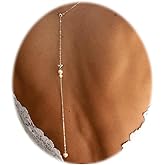 Pearl Backdrop Necklace Chain Bridal Pearl Tassel Back Drop Shoulder Chain for Women Wedding Backless Dress Body Jewelry
