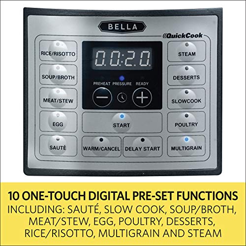 BELLA (14719) 6 Quart Pressure Cooker with Digital Presets