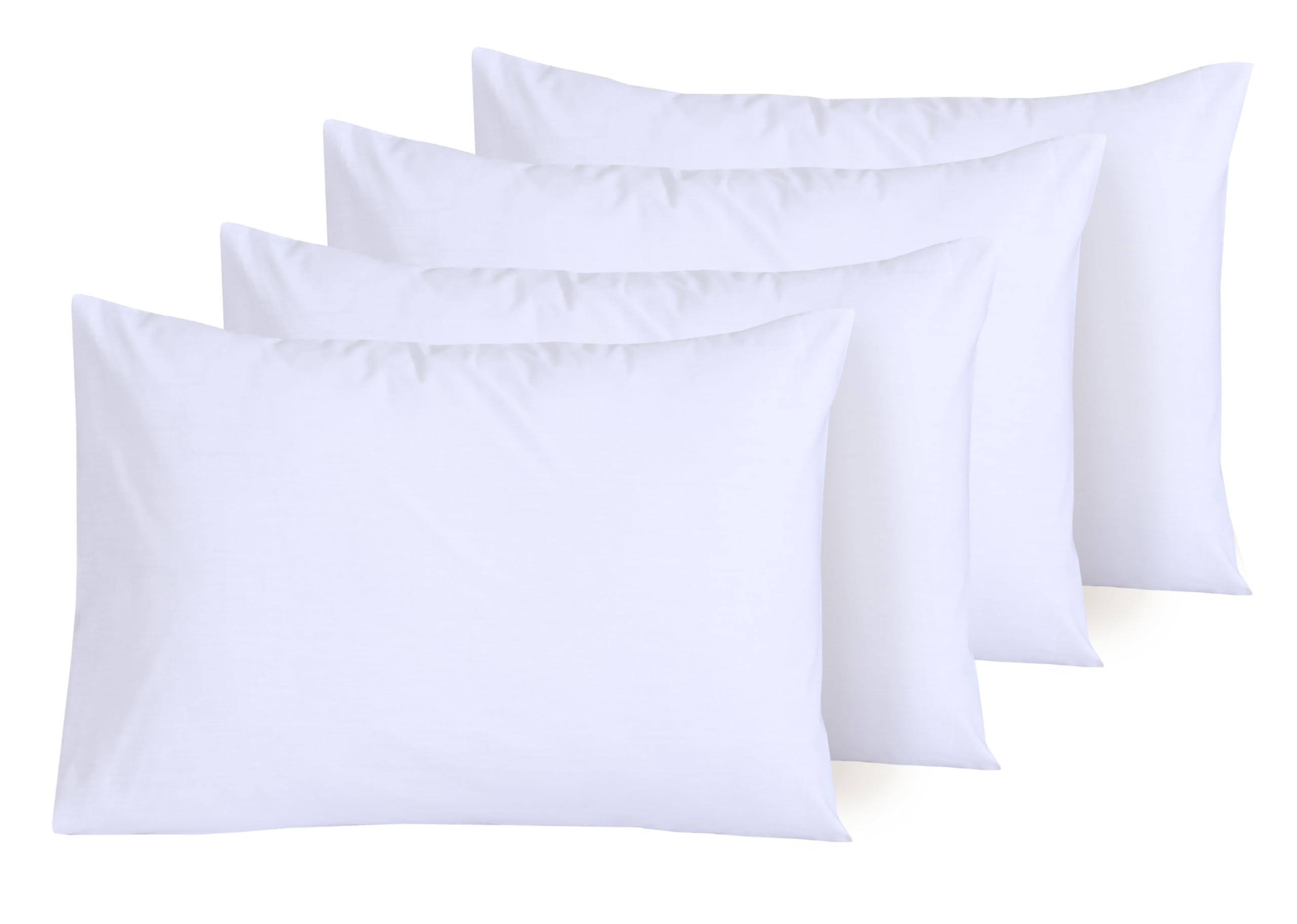 NAFAY LIVING White Pillow Cases 4 Pack Cotton 300 Thread Count - Hotel Quality Pillow Covers with Envelope Enclosure - Breathable & Super Soft Housewife Pillowcases (50 x 75 cm)