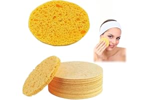 DICTAMNI 50Pcs Turmeric Kojic Acid Pads, Compressed Facial Sponges Turmeric Kojic Acid Cleansing Pads, Facial Sponges for Cle