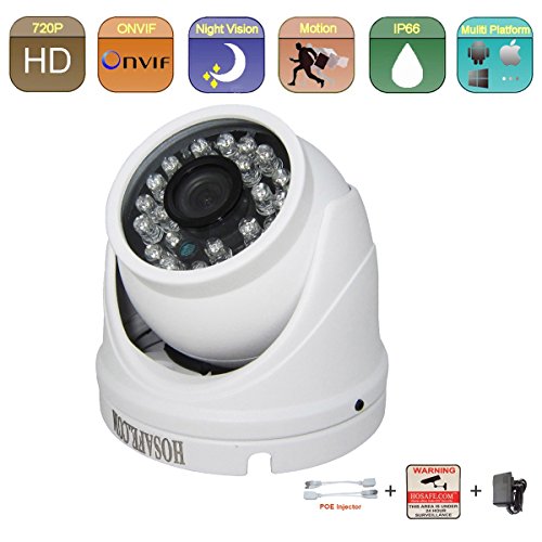 HOSAFE 1MD4 HD IP Camera Outdoor 1MP 1280x720P Night Vision ONVIF H.264 Motion Detection Email Alert Remote View Via Smart Phone/Tablet/PC