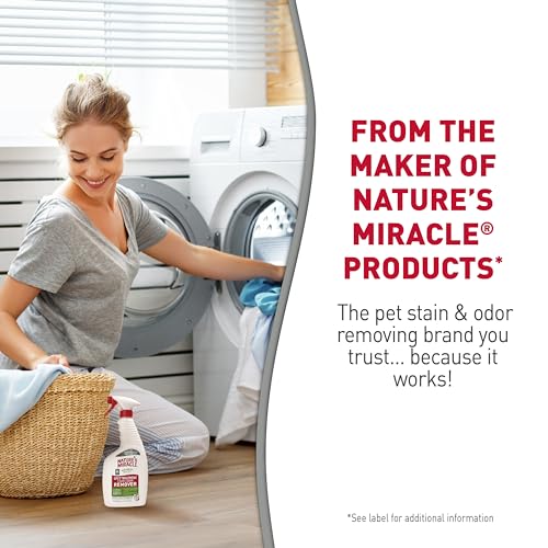 NATURE’S MIRACLE LAUNDRY BOOST SPOT TREATMENT STAIN AND ODOR REMOVER, 32 OZ., LAUNDRY PRE-WASH STAIN AND ODOR REMOVER