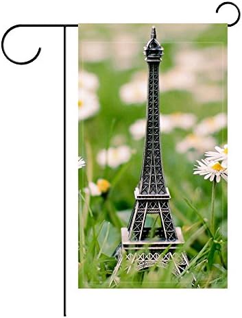 YourPink Garden Flag Eiffel Tower Grass Keychain Flowers 12x18 inches(Without Flagpole)