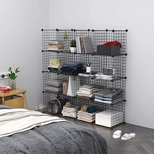 C&AHOME Wire Cube Storage, 16Cube Organizer Metal Grids Storage