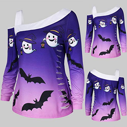 2 Halloween+Shoulder+Sweatshirt+Slouchy+Pullover