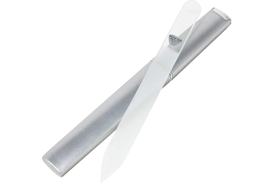 Bona Fide Beauty Czech Glass Nail Files for Natural Nails (Clear) – 1Pc Crystal Nail Filer, Nano Glass File with Case Handcrafted in The Czech Republic