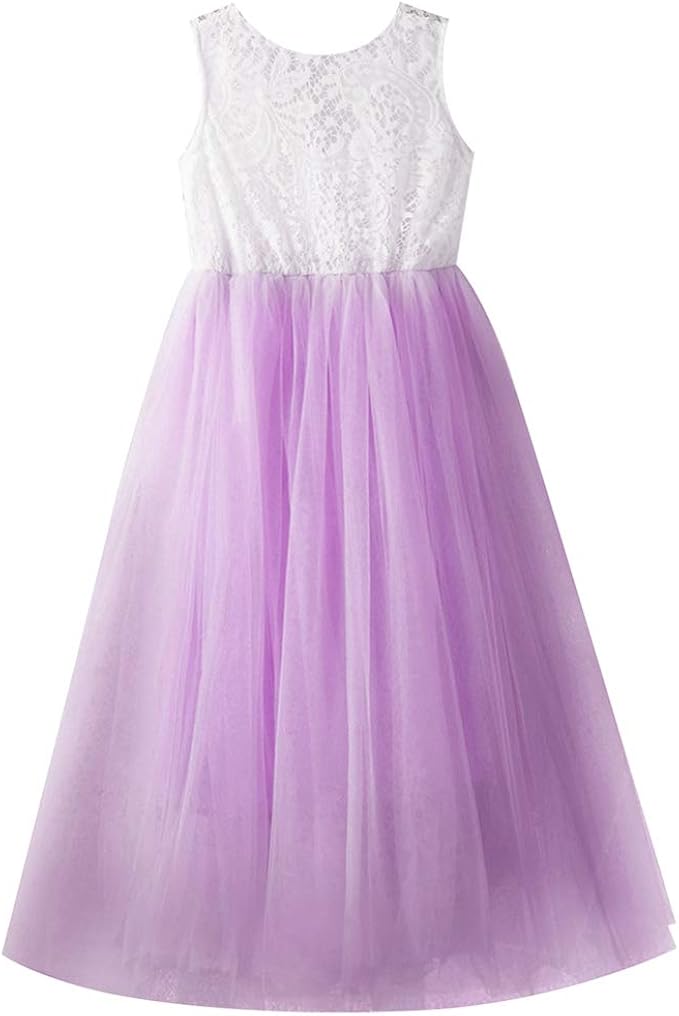 Little Girl Lace Flower Tutu Dress Backless Princess Wedding Bridesmaid