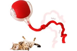 TOCHAIR Interactive Rolling Dog Ball, 2025 New Interactive Rolling Ball Dog Toy, 360° Electric Dog Ball Toy Automatic Cat Toy Self Moving Dog Toys, Smart Automatic Rolling Pet Ball for Dog/Cat (Red)