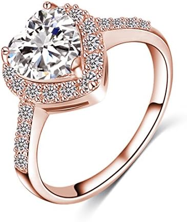 Mayfun Shiny Jewelry Heart Shaped Faux Diamond Band Ring for Girls Women