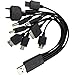 Stretch USB Charging Cable Multiple adapters Multi connectors, Phone Charger Cord, Android Micro-USB Type-C IP, 4 ft