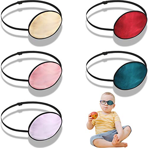 5 Pieces Silk Eye Patch Adjustable Lazy Eye Patch to Cover Either Eye