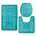 Bathroom Rug Mats Set 3 Piece - Memory Foam Extra Soft Shower Bath Rugs – Contour Mat and Lid Cover - Perfect Combination of Luxury and Comfort - Aqua Teal/Designs