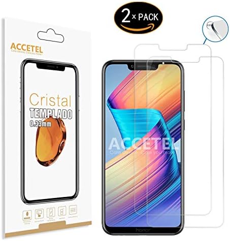 Accetel Screen protector FULL COVERAGE for Huawei Honor Play shatterproof screen protector tempered glass film compatible with Huawei Honor Play 6.3'' inches Black
