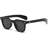 PORADAY Square Sunglasses for Women Men Trendy Thick Frame Sun Glasses Black Shades