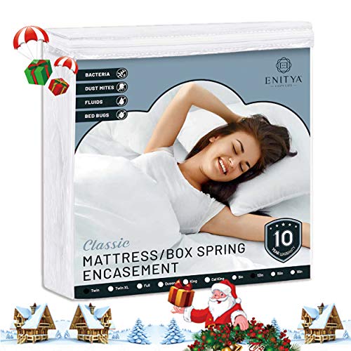 ENITYA Waterproof Mattress Protector with Zipper,Breathable Mattress Encasement with Knitted Quiet Fabric,Premium Mattress Cover,Soft Mattress Pad Comes in All Sizes:T,TXL,F,Q,K,CK,Machine Washable.