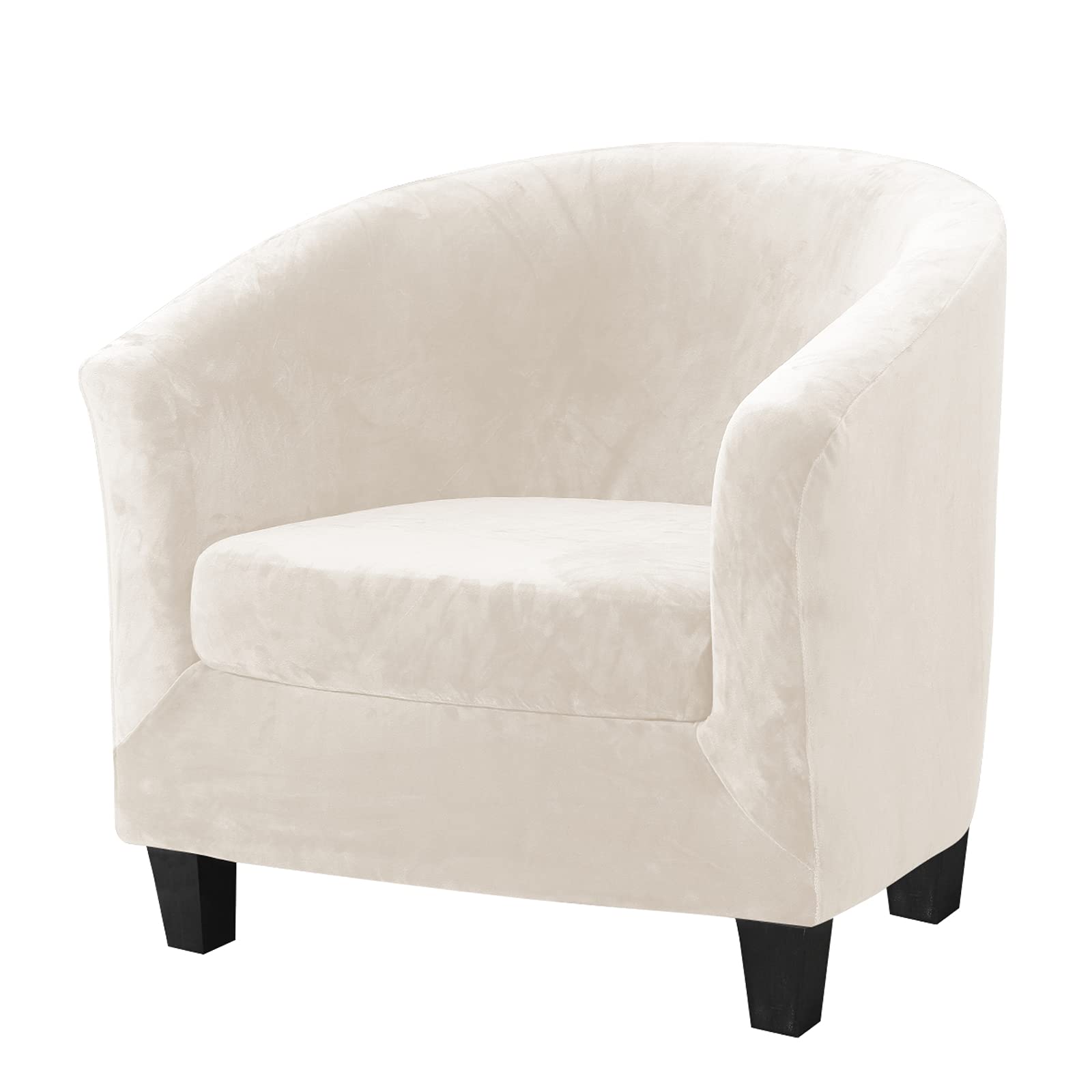 Tub Chair Cover 2 Piece Set - Upgraded 2 IN 1 Design Removable High Stretch Soft Velvet Sofa Couch Arm Bucket Chairs Armchair Seat Covers with Cushion Cover for Dining Living Room Office Reception