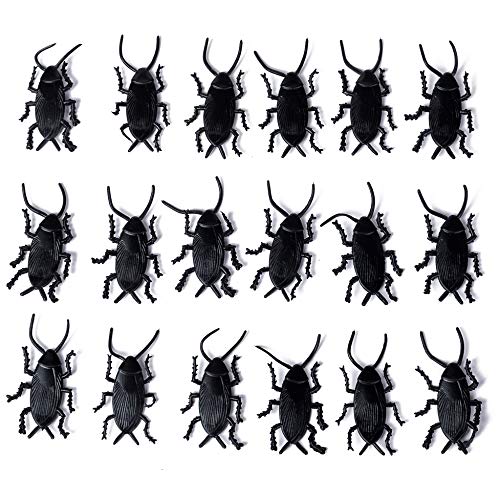 18 Pack Halloween Decorations Creepy Crawler Fake Prank Rubber Novelty Roaches Kids Party Supplies Favors Scary Witch Theater Prop 2.3 Inches