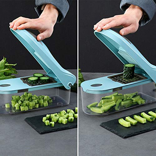 Jzenzero 8 in 1 Multi-Functional Manual Onion Chopper Vegetable Slicer Household Tool