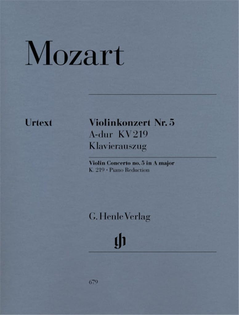 Violin Concerto no. 5 A major KV 219 - violin and orchestra - piano reduction with solo part - (HN 679)